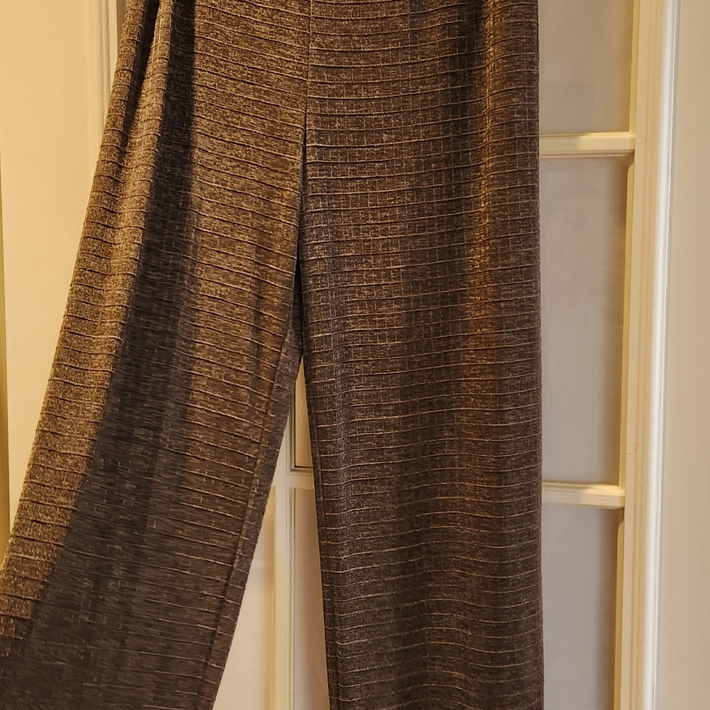 Chico's Brown Wide Leg Pants with Textured Knit